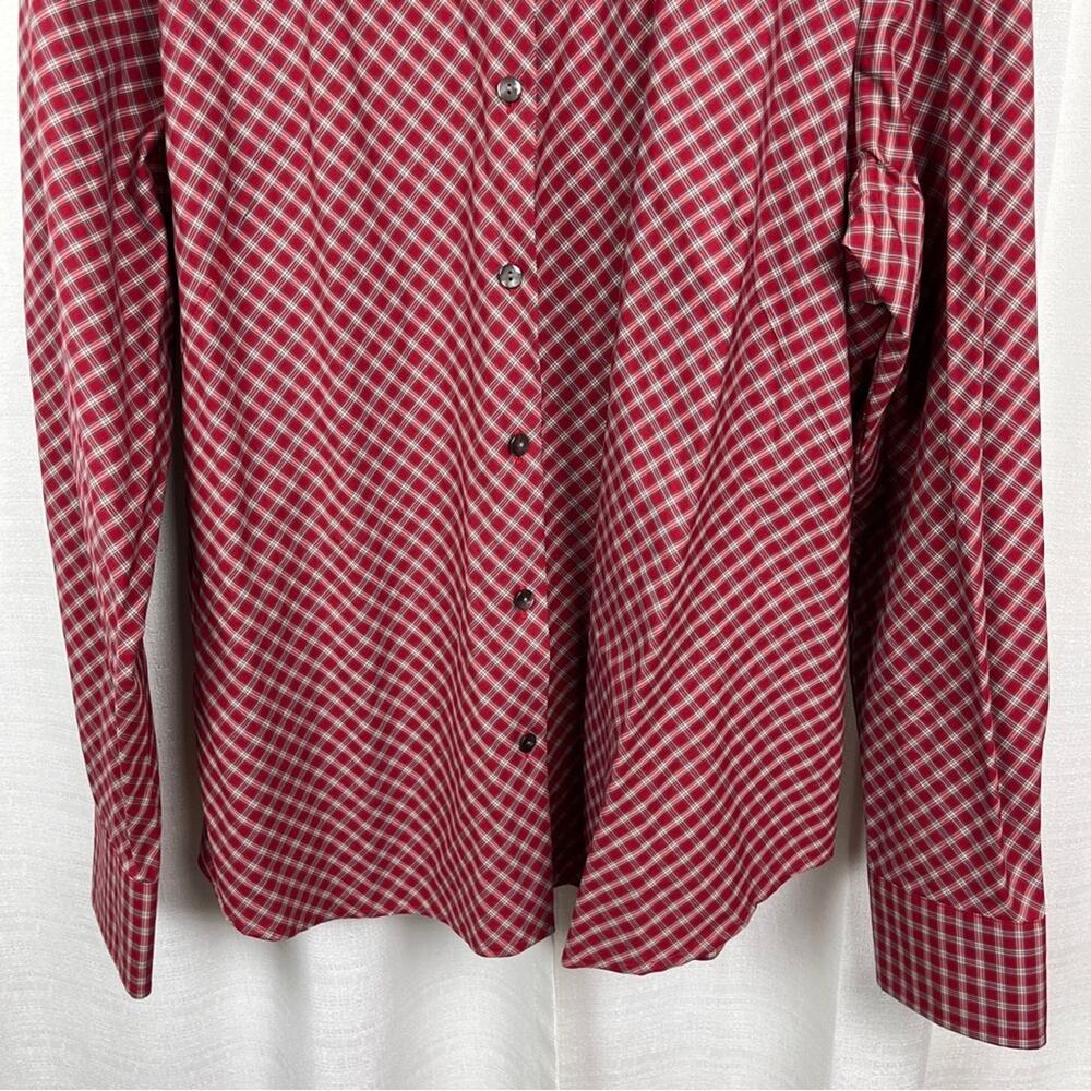 Pendleton Red Plaid Ruffle Collar Long Sleeve Button Up Blouse Sz.18 - Picture 4 of 12
